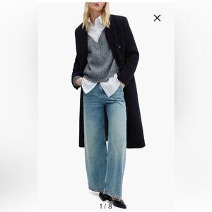 New!‎ MNG Mango Double Breasted Virgin Wool Blend Coat Sz Medium $350